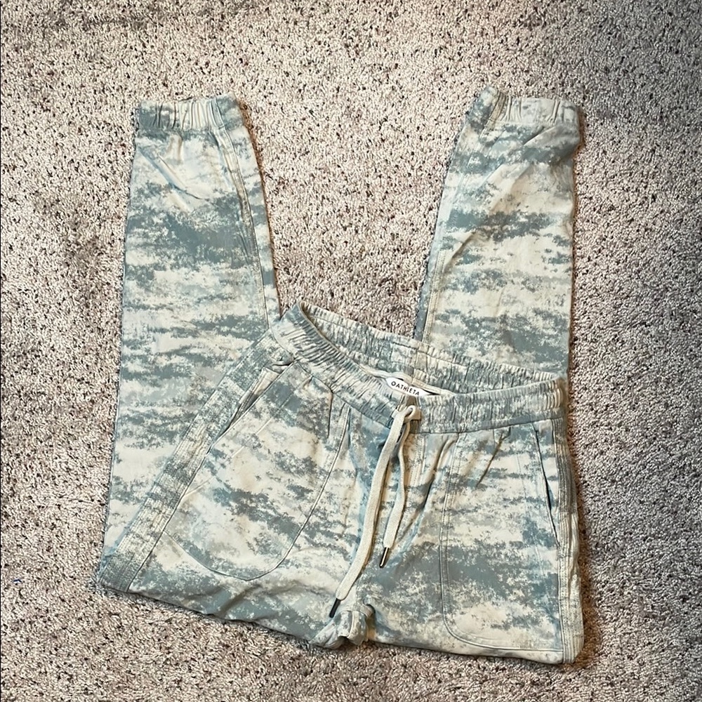 Athleta Farallon Jogger Pants XS Fog Camo Print Pockets Drawstring